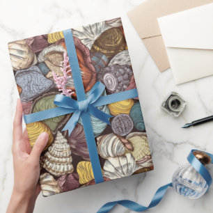 Comic Style Seashells die Pattern herhalen Cadeaupapier
