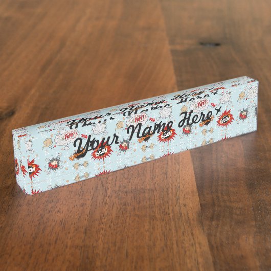 Comic Style Super Hero-ontwerp Naambordje (Zijkant)