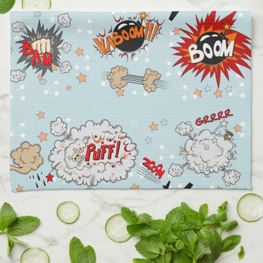 Comic Style Super Hero-ontwerp Theedoek (Gevouwen)