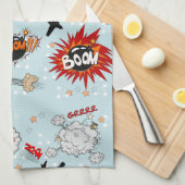 Comic Style Super Hero-ontwerp Theedoek (Quarter Fold)