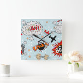 Comic Style Super Hero-ontwerp Vierkante Klok (Huis)