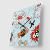 Comic Style Super Hero-ontwerp Vierkante Klok (Hoek)