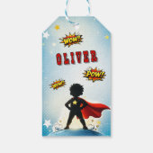Comic Style Superhero Boy's Name Birthday Cadeaulabel (Achterkant)