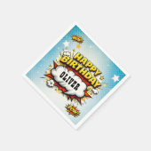 Comic Style Superhero Boy's Name Birthday Party  Servet (Hoek)