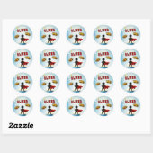 Comic Style Superhero Boy's Name Birthday Ronde Sticker (Vel)