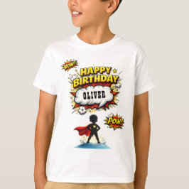 Comic Style Superhero Boy's Name Birthday T-shirt