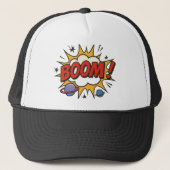 Comic Style Trucker Hat – Retro Pop Art Explosion Pet (Voorkant)