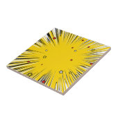 Comic Style Yellow Sunburst met rode sterren Tegeltje (Zijkant)