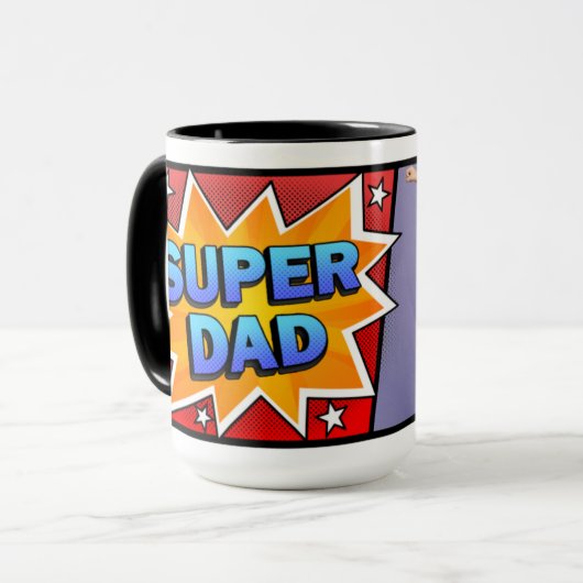 Comic Super Dad Foto van Kinderen Mok (Voorkant links)