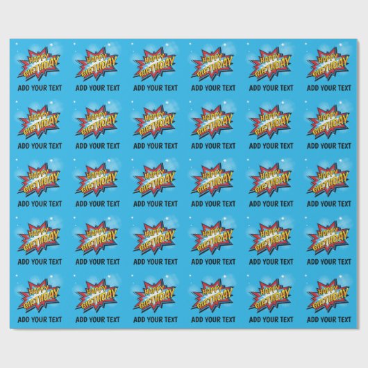 Comic Super Hero Birthday Gift Wrap Cadeaupapier (Vlak)