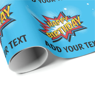 Comic Super Hero Birthday Gift Wrap Cadeaupapier