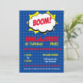 Comic Super Hero Blue - op maat gesneden kinderen, Kaart (Staand voorkant)