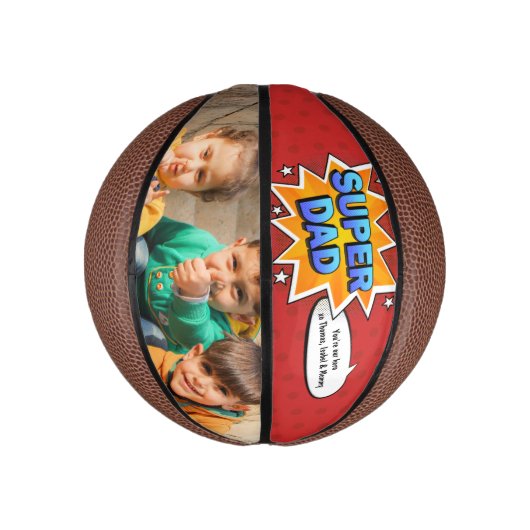 Comic Super Hero Dad vaderdag van Kinderen Basketbal (Verticaal)