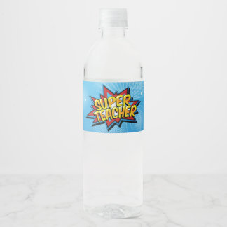 Comic Super Hero Leraar Lunch Water Fles Waterfles Etiket