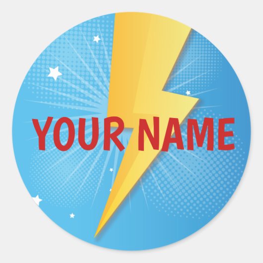 Comic Super Hero Verjaardag Ronde Sticker (Voorkant)