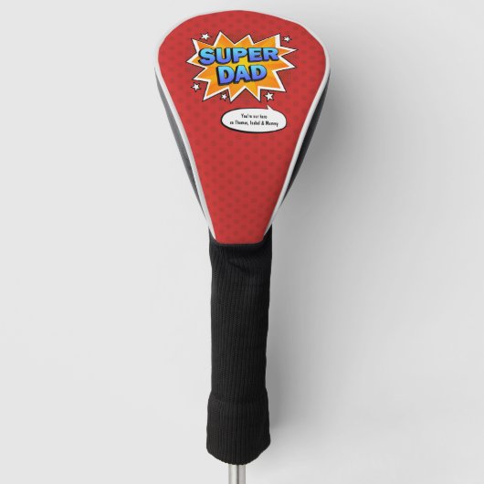 Comic Super Pap Fathers Day van Kinderen Golfheadcover (Voorkant)