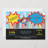 Comic Superheld Boy Birthday Party Invitation Kaart (Voorkant)