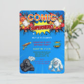 Comic Superhero Beast Blue 00th Verjaardagsfeest Kaart (Staand voorkant)