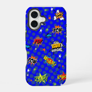 Comic Superhero Blue iPhone 16 Hoesje
