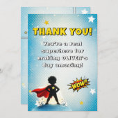Comic Superhero Boy's Name Birthday Bedankkaart (Voorkant / Achterkant)