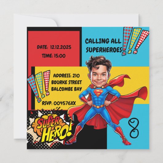 Comic Superhero-karikatuur Kaart (Achterkant)