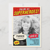  Comic Superhero Verjaardagsfeestje Uitnodiging (Voorkant)