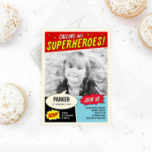  Comic Superhero Verjaardagsfeestje Uitnodiging
