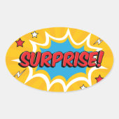 Comic Surprise Burst Ovale Sticker (Voorkant)