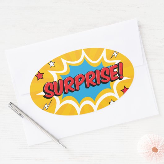 Comic Surprise Burst Ovale Sticker (Envelop)