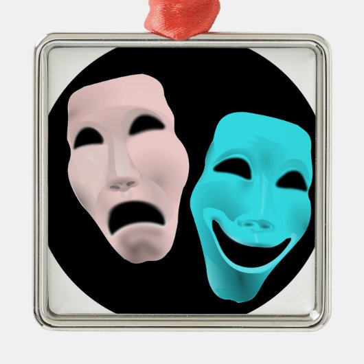 Comic Theater-maskers Metalen Ornament (Voorkant)