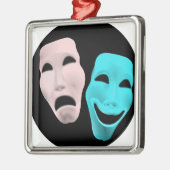 Comic Theater-maskers Metalen Ornament (Links)
