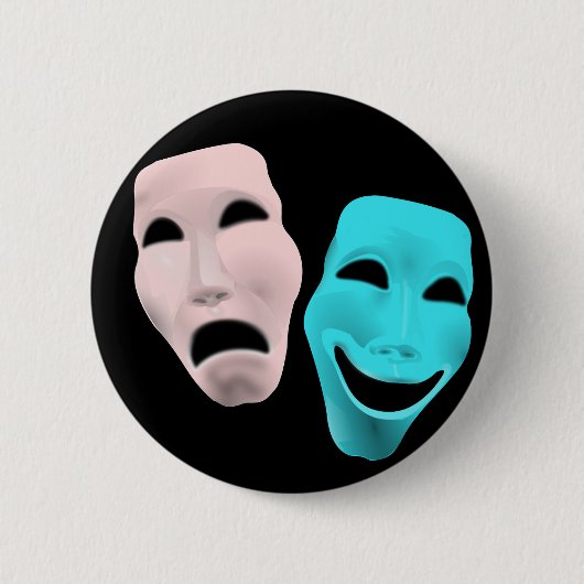 Comic Theater-maskers Ronde Button 5,7 Cm (Voorkant)