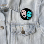 Comic Theater-maskers Ronde Button 5,7 Cm (In situ)