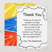 Comic Theme Baby shower Flat Dank u kaart (Voorkant / Achterkant)