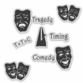 Comic Timing-vergelijkingsmaskers Theater Sticker (Voorkant)