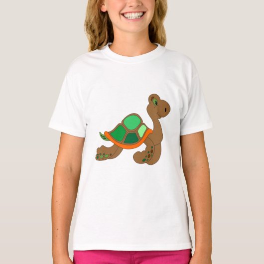 comic turtle green brown t-shirt (Voorkant)