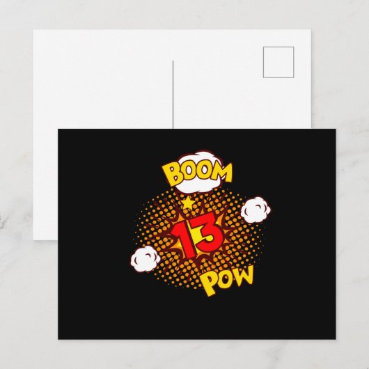 COMIC VERJAARDAG 13 13e Verjaardag 13 Jaar oud Com Briefkaart (Voorkant / Achterkant)