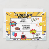 Comic verjaardagsfeestje uitnodiging (Voorkant)