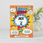 Comic verjaardagsuitnodiging kaart (Staand voorkant)