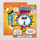 Comic verjaardagsuitnodiging kaart (Voorkant / Achterkant)