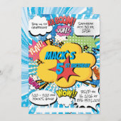 Comic verjaardagsuitnodiging kaart (Voorkant / Achterkant)