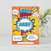 Comic verjaardagsuitnodiging kaart (Staand voorkant)