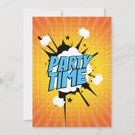 Comic verjaardagsuitnodiging kaart (Achterkant)