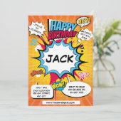 Comic verjaardagsuitnodiging kaart (Staand voorkant)