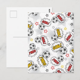 Comic Voetbal Doel Patroon – Retro Sport Briefkaart