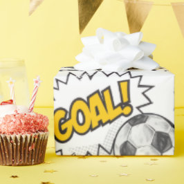 Comic Voetbal Doel Patroon – Retro Sport Cadeaupapier