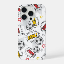 Comic Voetbal Doel Patroon – Retro Sport iPhone 15 Pro Case