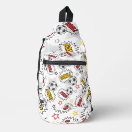 Comic Voetbal Doel Patroon – Retro Sport Sling Bag