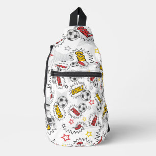 Comic Voetbal Doel Patroon – Retro Sport Sling Bag