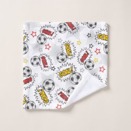 Comic Voetbal Doel Patroon – Retro Sport Washandje